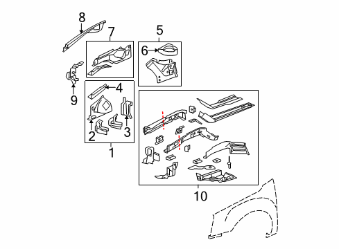 2011 Cadillac DTS Structural Components & Rails Diagram