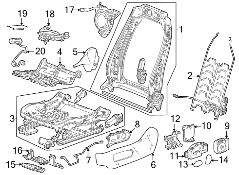 2023 GMC Canyon Driver Seat Components Diagram