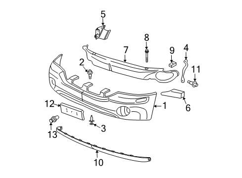 2004 GMC Envoy XL Front Bumper Diagram