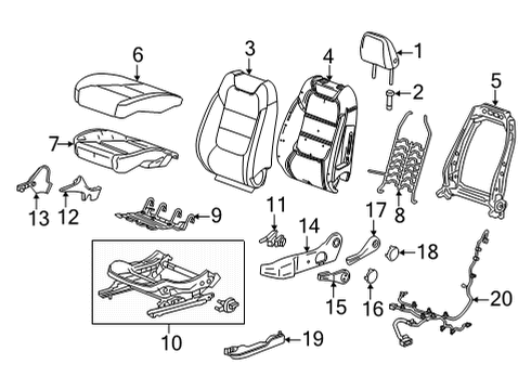 2024 Chevy Trailblazer Driver Seat Components Diagram