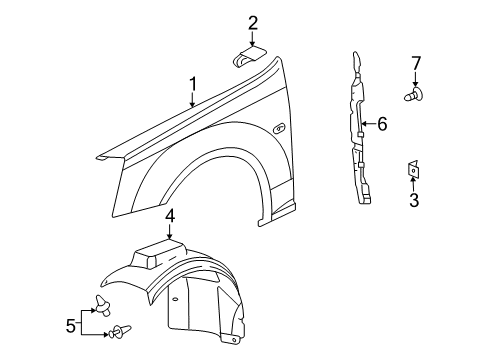 2005 Cadillac STS Fender & Components Diagram