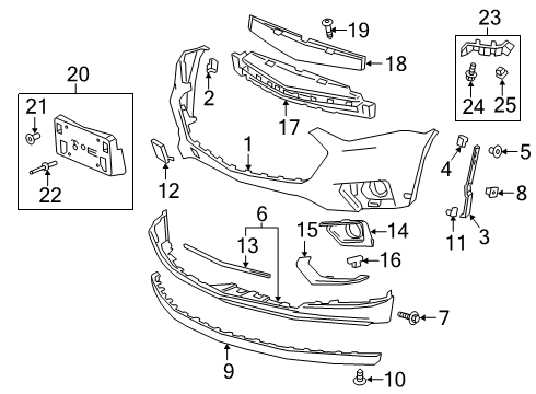 2020 Chevy Traverse Tow Bracket Cover Diagram for 84088057