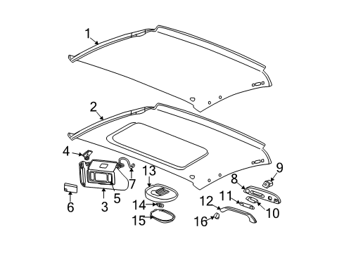 2005 Buick Century Interior Trim - Roof Diagram