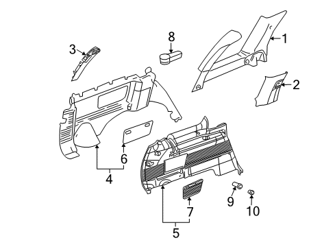 2004 Chevy Trailblazer Interior Trim - Quarter Panels Diagram