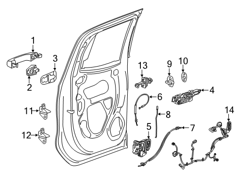 2019 Chevy Silverado 1500 Rear Door - Lock & Hardware Diagram