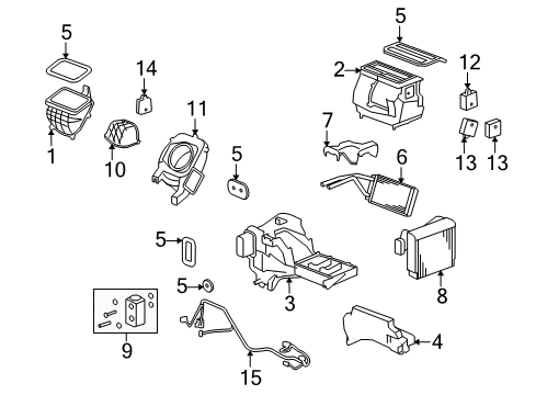 2010 Hummer H3T A/C Evaporator & Heater Components Diagram