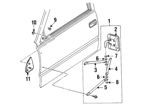 1990 GMC C3500 Outside Mirrors Diagram 1 - Thumbnail