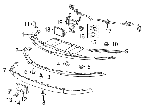 2016 Cadillac ELR Front Bumper Diagram
