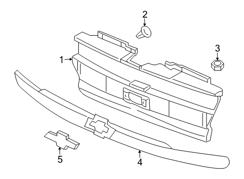 2004 Chevy Trailblazer Grille & Components Diagram
