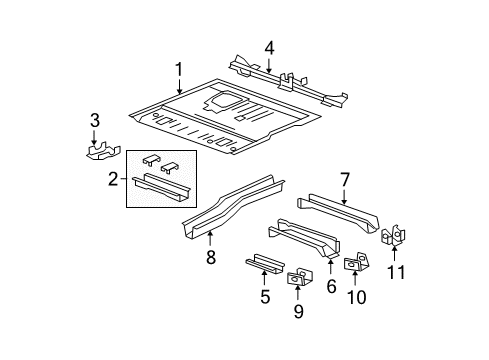 2012 GMC Acadia Pillars, Rocker & Floor - Floor & Rails Diagram
