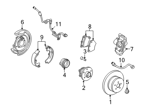 2009 Pontiac Vibe Backing Plate, Passenger Side Diagram for 19204630