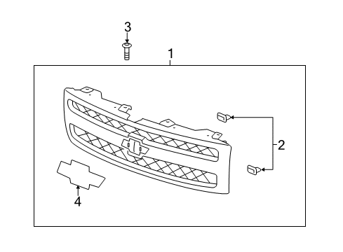 2013 Chevy Silverado 1500 Grille & Components Diagram