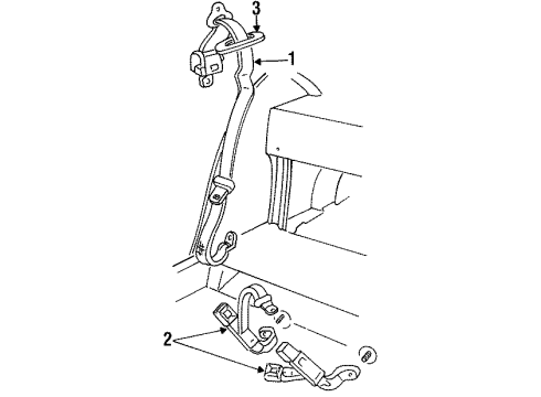 1997 Cadillac DeVille Belt & Retractor, Black, Rear Passenger Side Diagram for 12530903