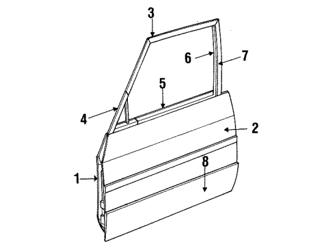 1992 Oldsmobile Custom Cruiser Front Door & Components, Exterior Trim Diagram