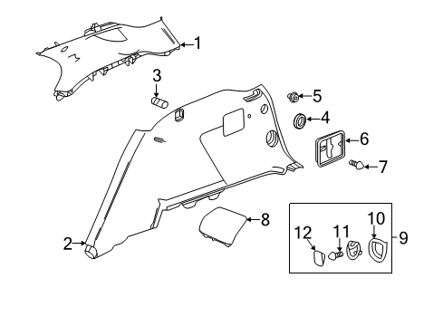2022 GMC Terrain Lower Quarter Trim, Black, Rear Driver Side Diagram for 84893539