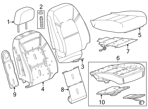 2023 Chevy Colorado Seat Cushion Pad, Front Passenger Side Diagram for 85643839