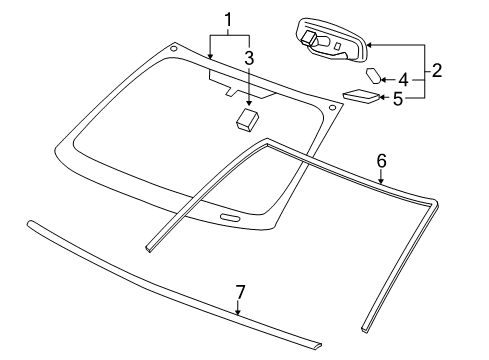 2005 Chevy Cobalt Windshield Glass, Reveal Moldings Diagram