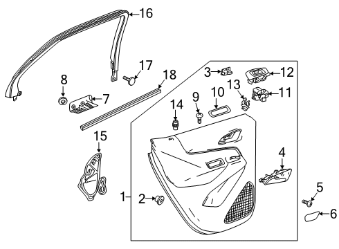 2022 Chevy Equinox Interior Trim - Rear Door Diagram
