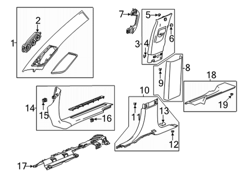 2022 Cadillac Escalade Interior Trim - Pillars Diagram