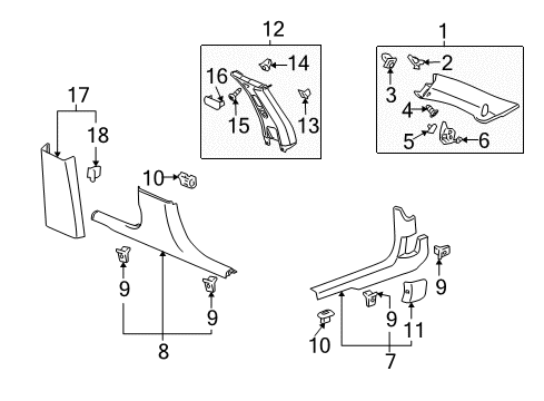 2007 Chevy Impala Interior Trim - Pillars, Rocker & Floor Diagram