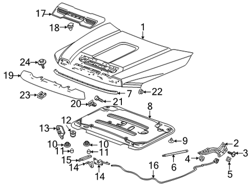 2023 GMC Sierra 2500 HD Hood & Components Diagram