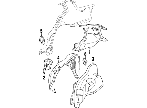 1994 Oldsmobile Achieva Inner Structure - Quarter Panel Diagram 2 - Thumbnail