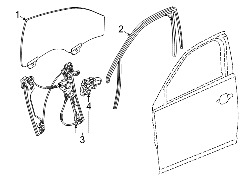 2020 Buick Regal TourX Front Door - Glass & Hardware Diagram