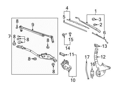 2009 Buick LaCrosse Washer Reservoir Diagram for 19120261
