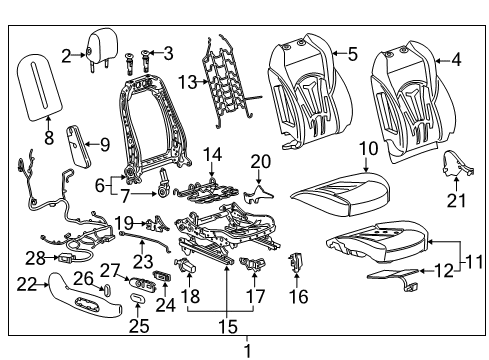 2017 Buick LaCrosse Passenger Seat Components Diagram 2 - Thumbnail