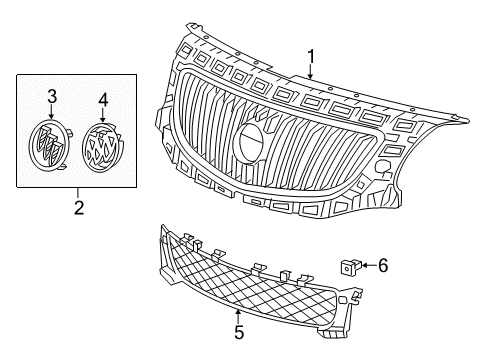 2017 Buick Regal Emblem, Front Diagram for 22867563