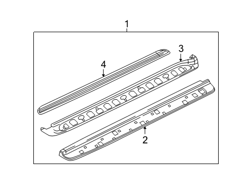 2002 Chevy Avalanche 1500 Rocker Molding Diagram for 15077102