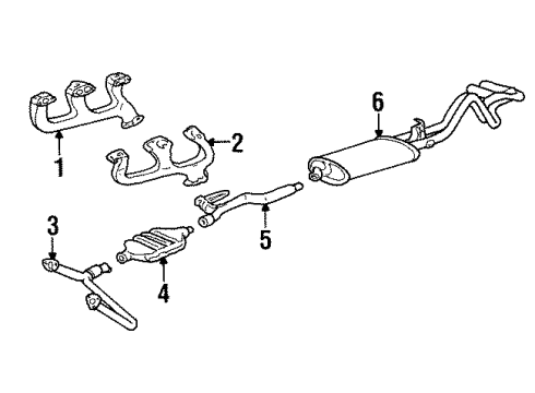 1994 Chevy C3500 Exhaust Components, Exhaust Manifold Diagram 1 - Thumbnail