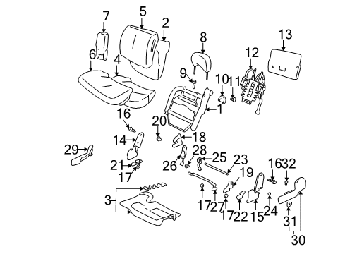 2005 Buick LeSabre Front Seat Components Diagram