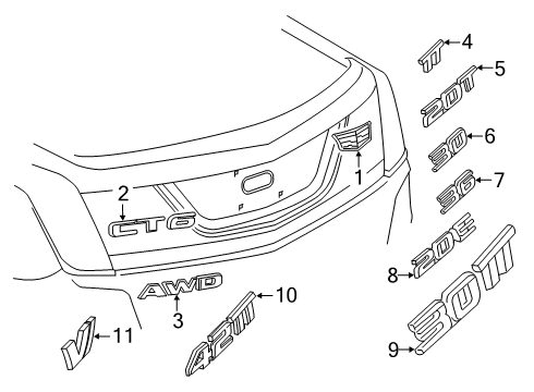 2019 Cadillac CT6 Emblem, Rear Diagram for 84499240