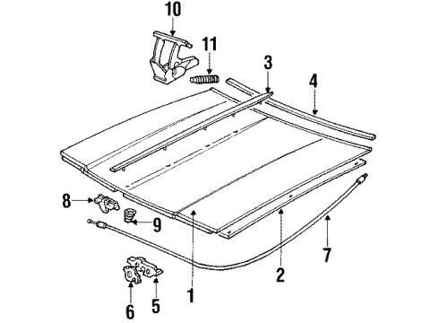 1986 Oldsmobile Custom Cruiser Hood & Components Diagram