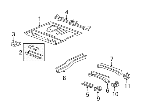 2017 Chevy Traverse Pillars, Rocker & Floor - Floor & Rails Diagram