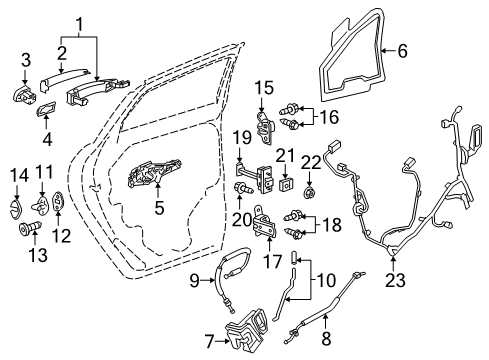 2020 GMC Acadia Rear Door - Lock & Hardware Diagram