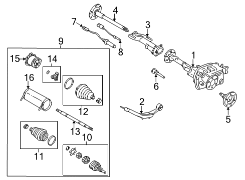 2005 Chevy Tahoe Differential Assembly, Front Diagram for 15202734
