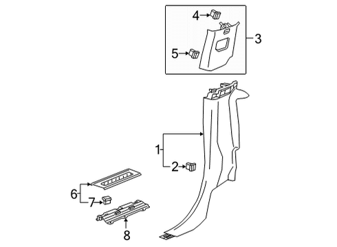 2020 GMC Sierra 3500 HD Rear Sill Plate Bracket, Driver Side Diagram for 23416134