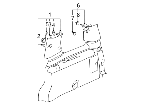 2007 Buick Terraza Interior Trim - Side Panel Diagram 3 - Thumbnail
