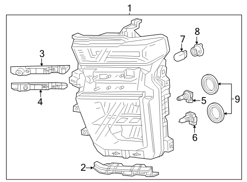 2024 Chevy Silverado 2500 HD Headlamp Components Diagram 2 - Thumbnail