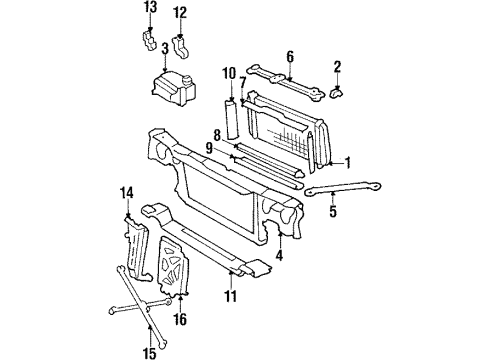 1987 Chevy Celebrity Radiator & Components Diagram