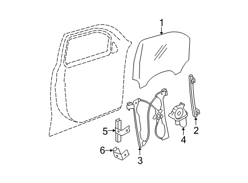 2010 Chevy HHR Front Door - Glass & Hardware Diagram