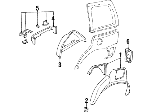 2000 Oldsmobile Silhouette Inner Structure - Side Panel Diagram