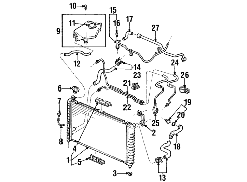 2000 Oldsmobile Silhouette Radiator & Components Diagram