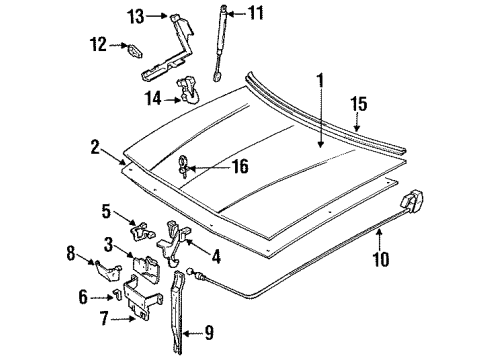 1994 Buick Regal Hood & Components Diagram