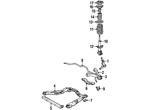 1987 Chevy Celebrity Front Suspension Components, Lower Control Arm, Stabilizer Bar Diagram