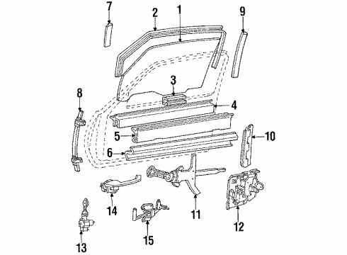 1990 Cadillac Eldorado Glass - Front Door Diagram