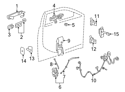 2008 Cadillac CTS Front Door - Lock & Hardware Diagram