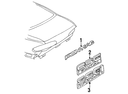 1999 Pontiac Bonneville Nameplate, Gold, Rear Diagram for 25661175